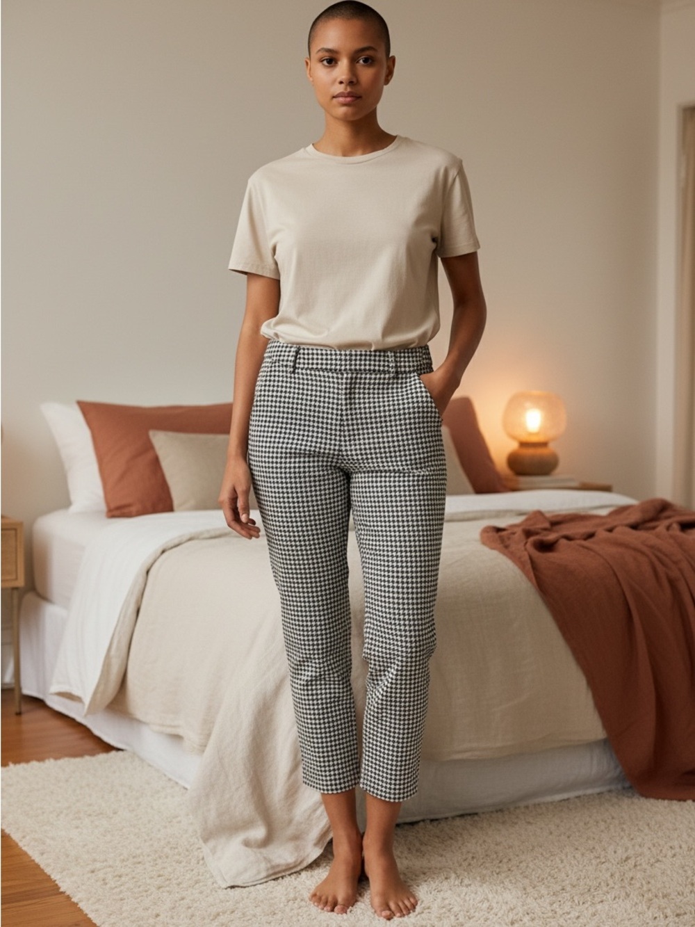 Old Navy Houndstooth Pixie Skinny Ankle Pants - Cream & Black